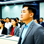 마케팅관리사 관련 협회와 지원 프로그램 - **A Vietnamese marketing professional attending a VMA (Hiệp Hội Marketing Việt Nam) seminar, fully c...